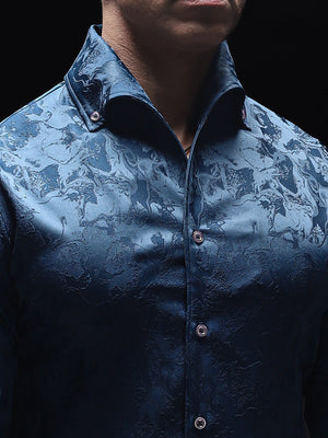 Blue Flakes Jacquard Cooper Collar Shirt