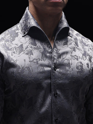 Grey Flakes Jacquard Cooper Collar Shirt