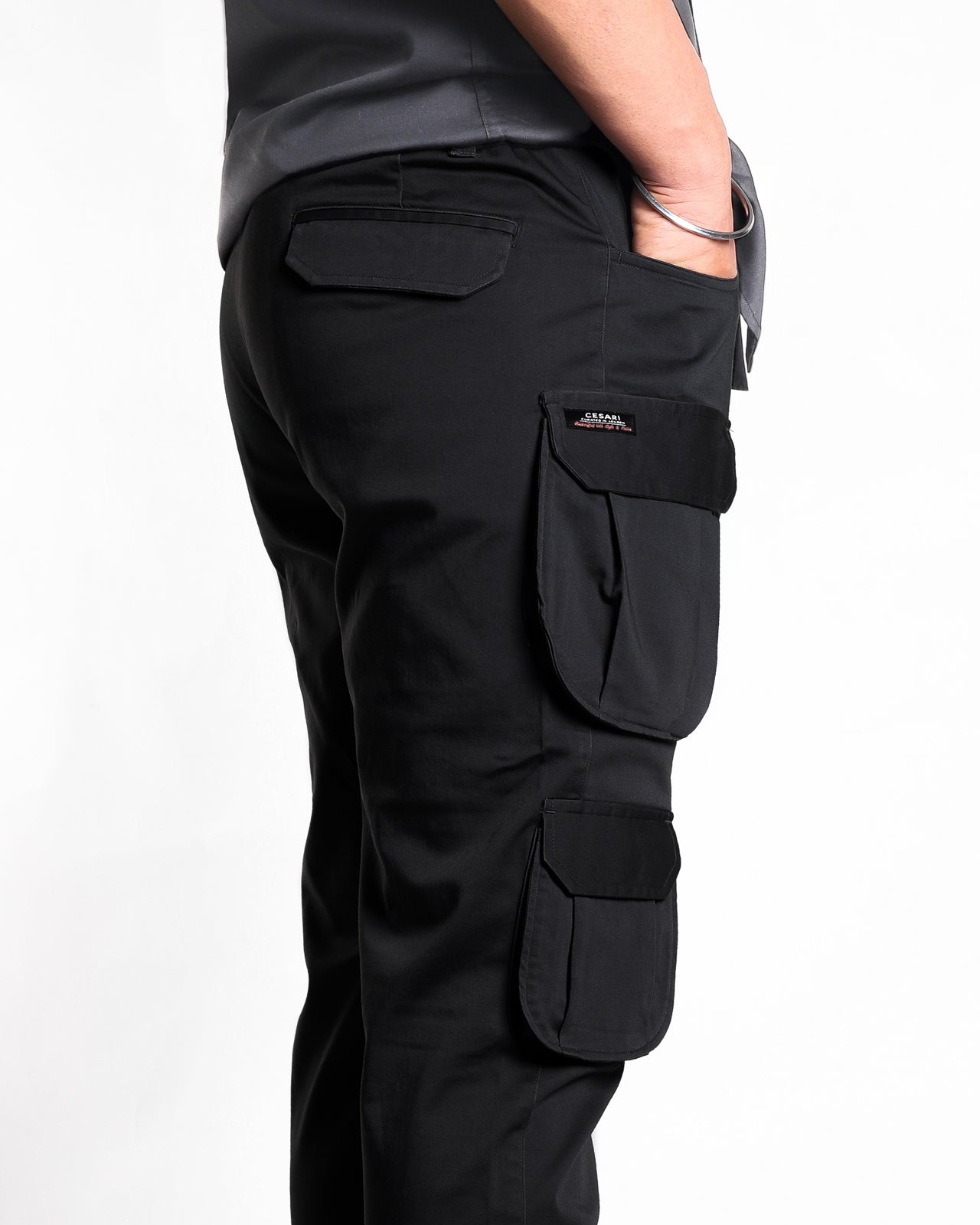 Staydium Black Side Pocket Cargo Pants