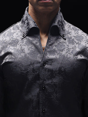 2.0 Gunmetal Grey Jacquard Cooper Collar Shirt