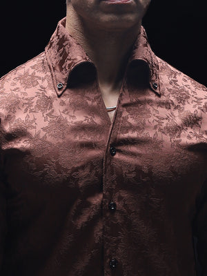 2.0 Mud Brown Jacquard Cooper Collar Shirt