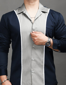 Buy CESARI LONDON Premium Colourblocked Cuban Collar Pure Cotton Casual  Shirt - Shirts for Men 26049420
