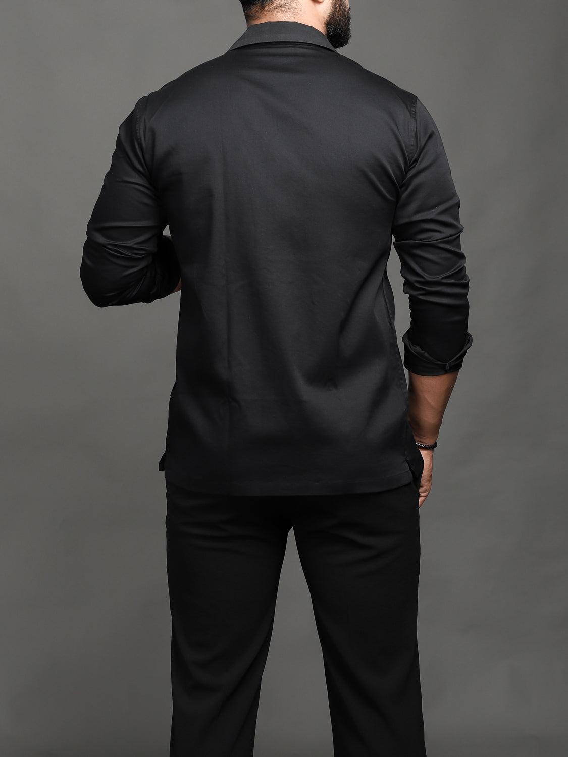 Topstitch Black Shirt (Designer Collection) - CESARI LONDON