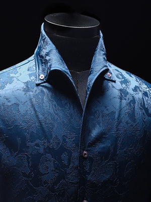 Blue Flakes Jacquard Cooper Collar Shirt