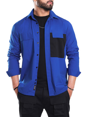 Electric Blue Contrast Pocket Shirt (Studio Collection)