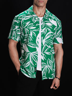 Emerald Green Leaves Print Shirt