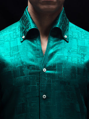 Green Bronx Jacquard Cooper Collar Shirt