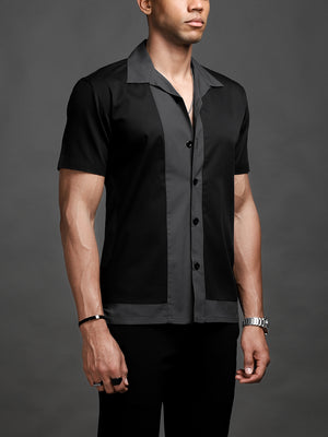 Grey Contrast Panel Shirt (Studio Collection)