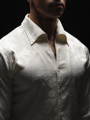 Jacquard Cooper Collar Off-White Shirt