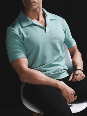 Sea Green Open Collar Polo T-Shirt