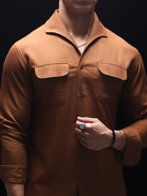 (Coming Soon)Rust - One Piece Lapel  Cooper Collar Shirt