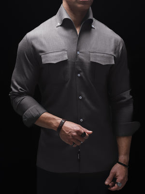 (Coming Soon)Grey - One Piece Button Down Cooper Collar Shirt