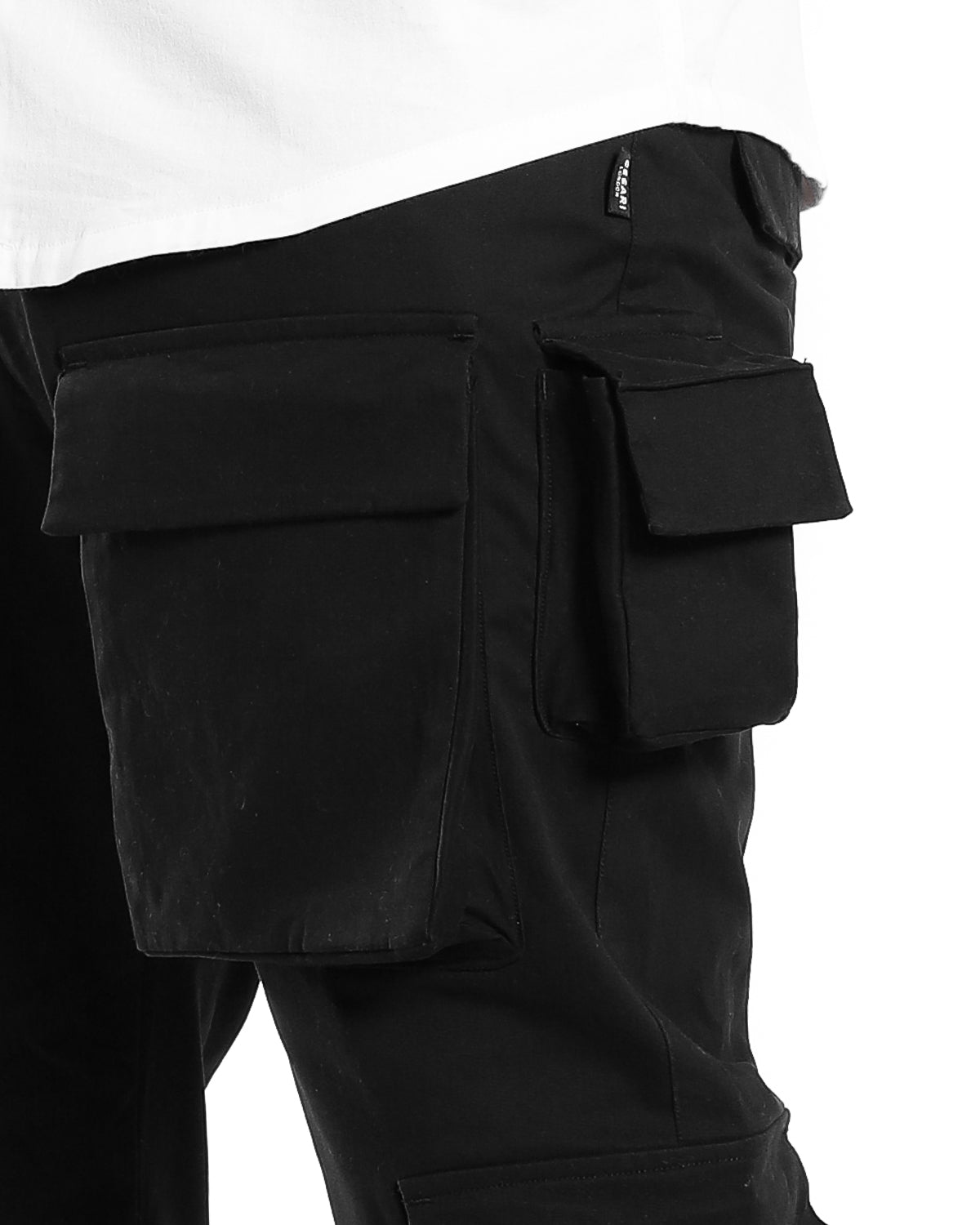 Black 7- Pocket Cargo Stretch Pants by CESARI LONDON - CESARI LONDON